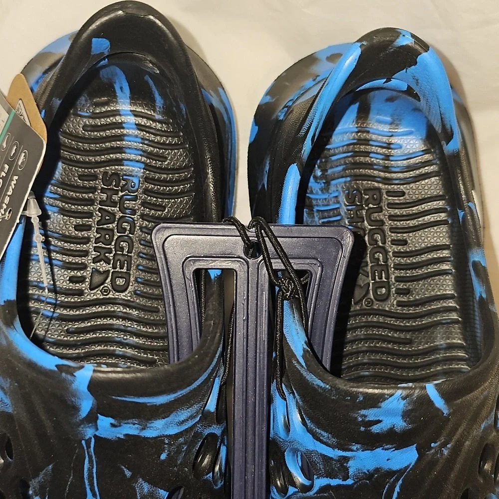 Rugged Shark Kids Size 13 Blue-Black Slip On Floatable Water Sneakers New